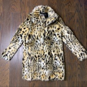 Missguided Leopard Print Faux Fur Coat, Size 6